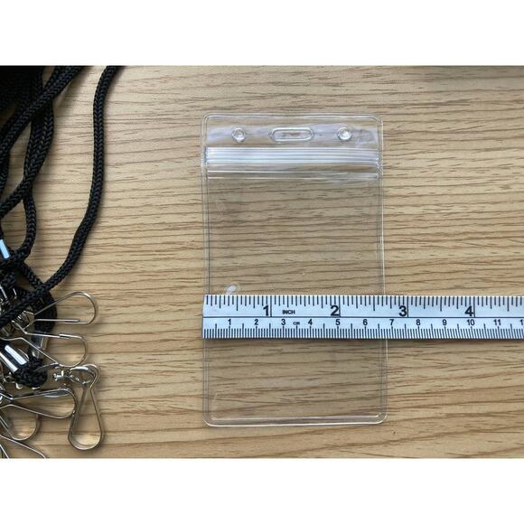 Set of 25 Clear Plastic ID Badge Holders and 25 Black Lanyards - Picture 4 of 6